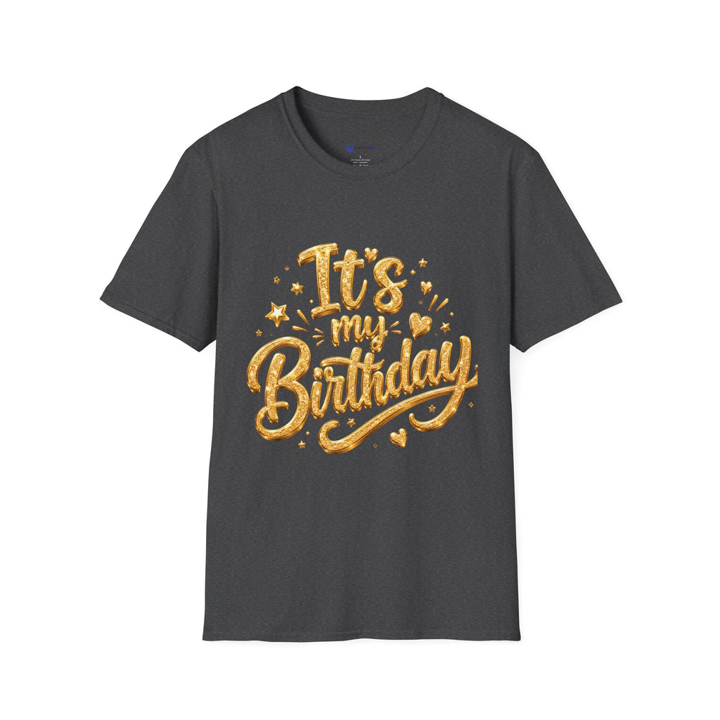 Birthday T-Shirt — "It's My Birthday" Gold Glitter Script Party Tee