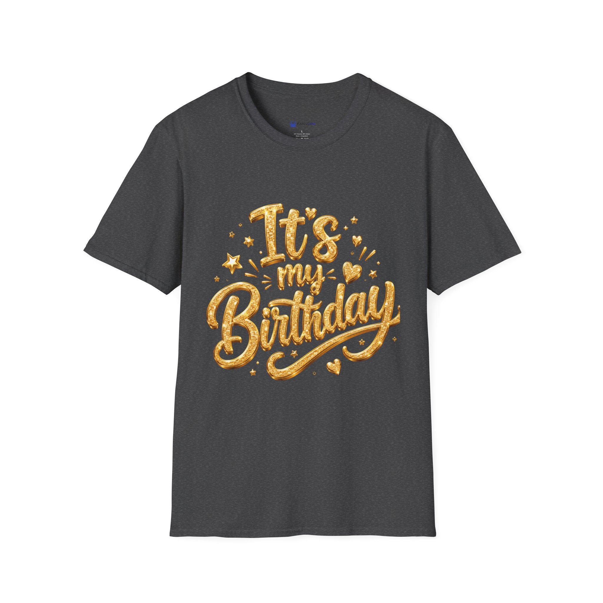 Birthday T-Shirt — "It's My Birthday" Gold Glitter Script Party Tee