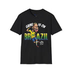 Brazilian Soccer comic style  figure T-Shirt — "Game Is On" Caricature Neymar Fan Tee