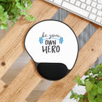 Mouse Pad — "Be Your Own Hero" Wrist Rest Mousepad | Motivational Fitness Desk Accessory.