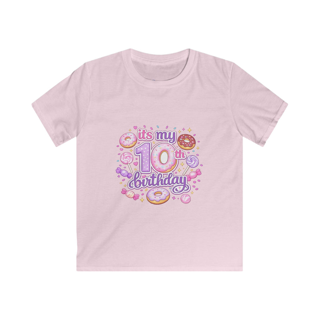 Kids 10th Birthday T-Shirt — “It's My 10th Birthday” Fun Donut Design