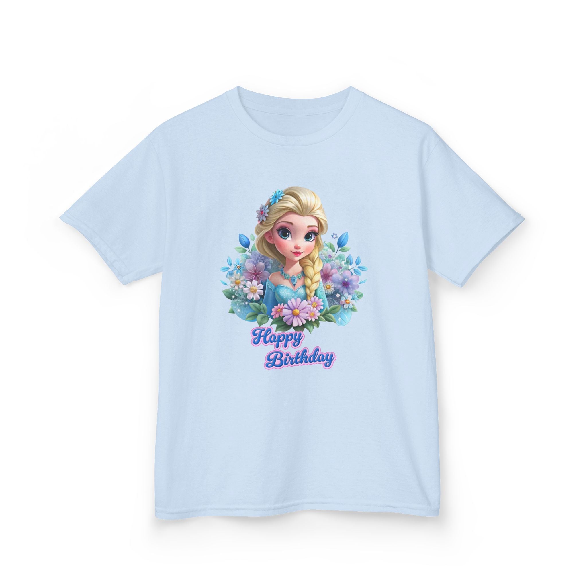 Kids Tee — 'Happy Birthday' Princess Floral Design
