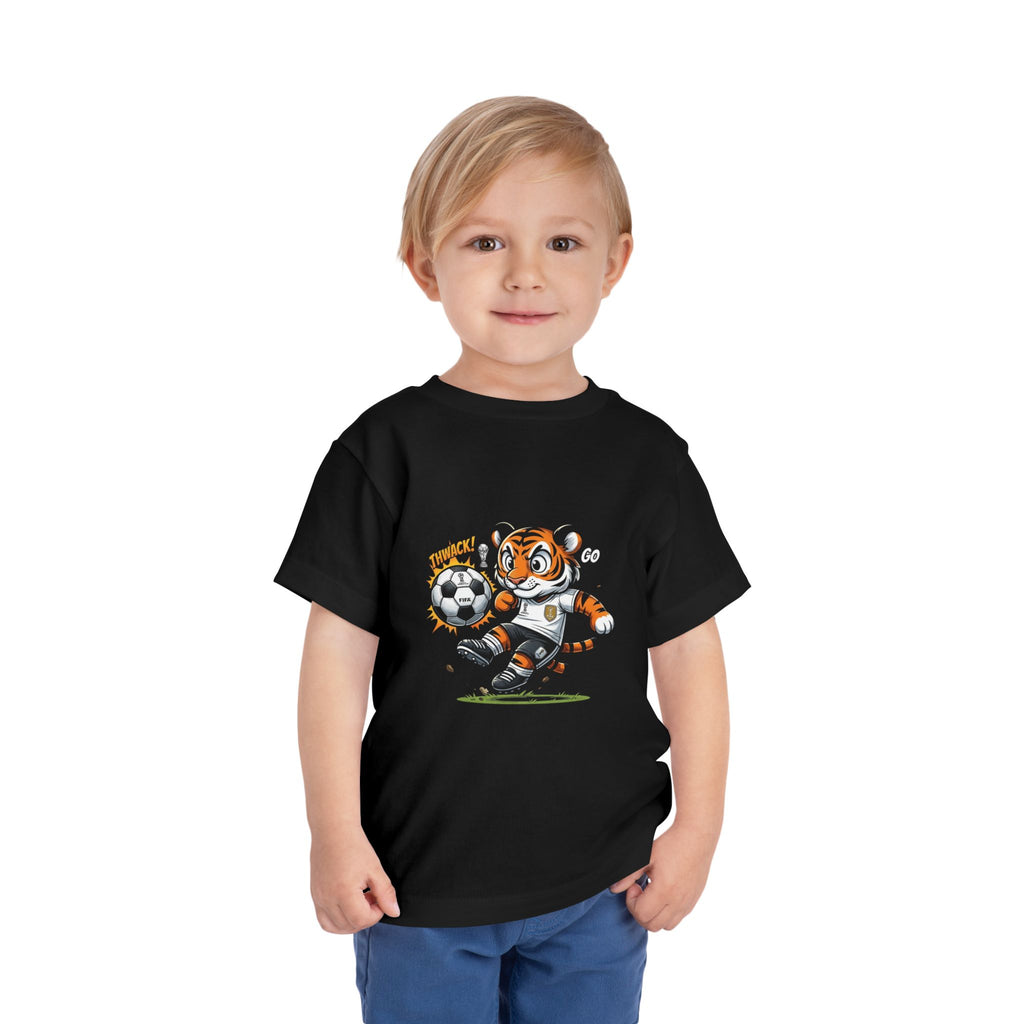 Toddler Soccer Tiger Tee — Cute Kicking Tiger Football Shirt for Kids