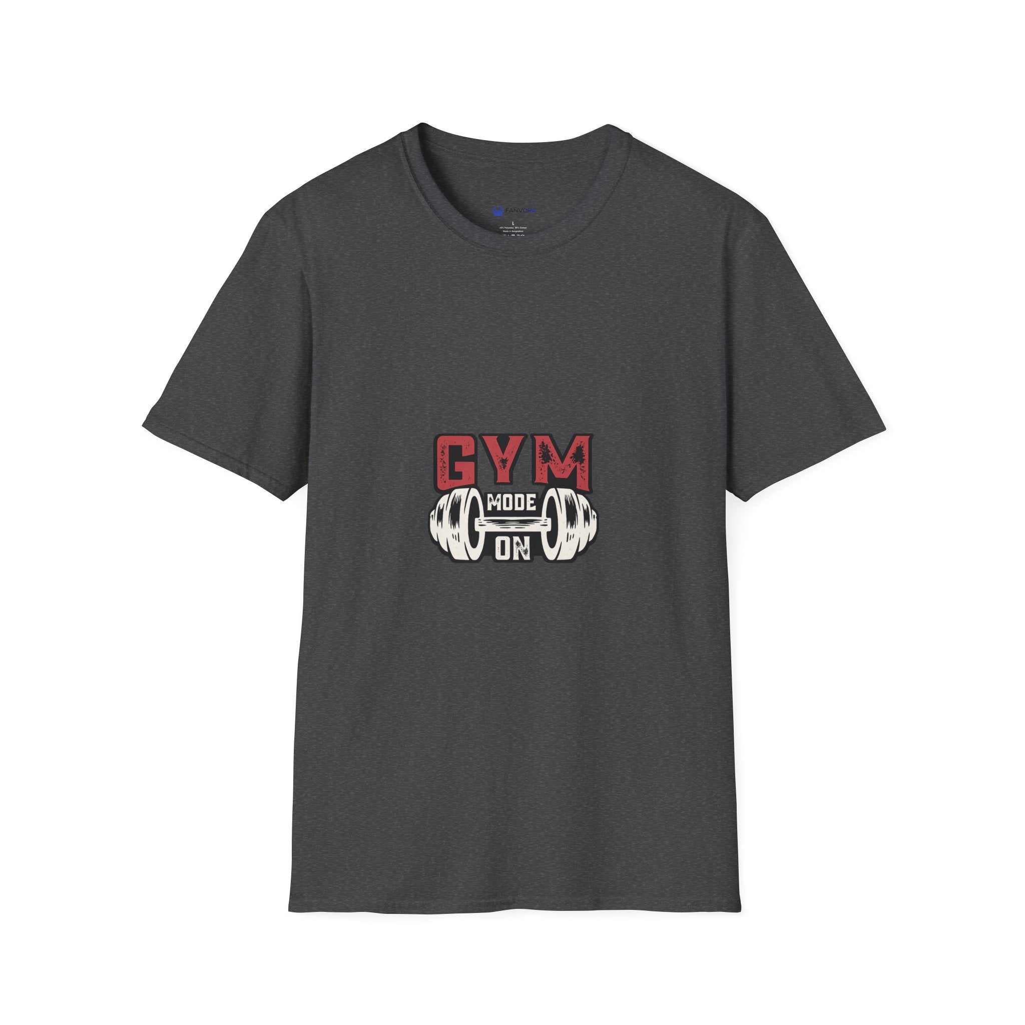 Gym Mode T-Shirt — Fitness Workout Tee with Dumbbell Graphic