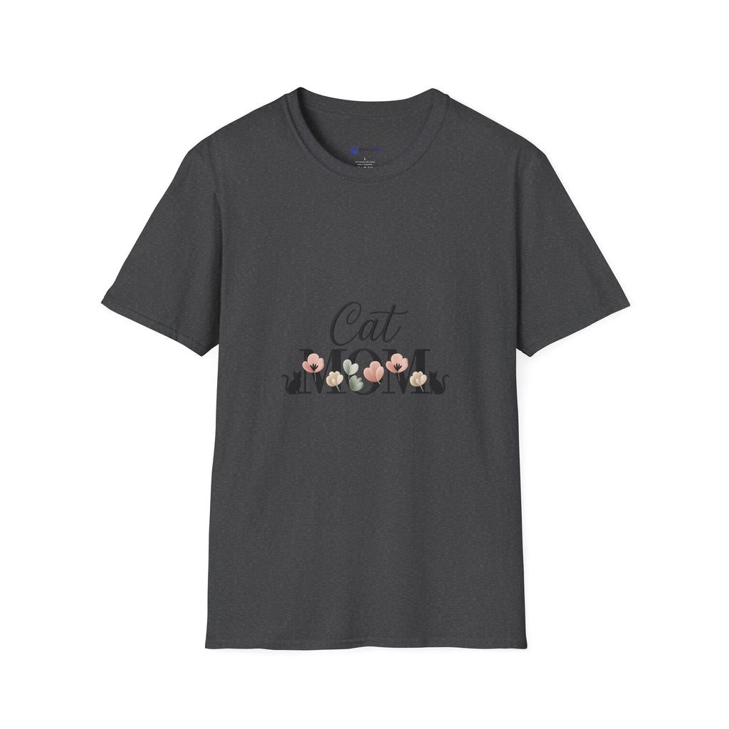 Cat Mom T-Shirt – Floral Script Cat Mom Tee, Cute Casual Gift for Cat Lovers