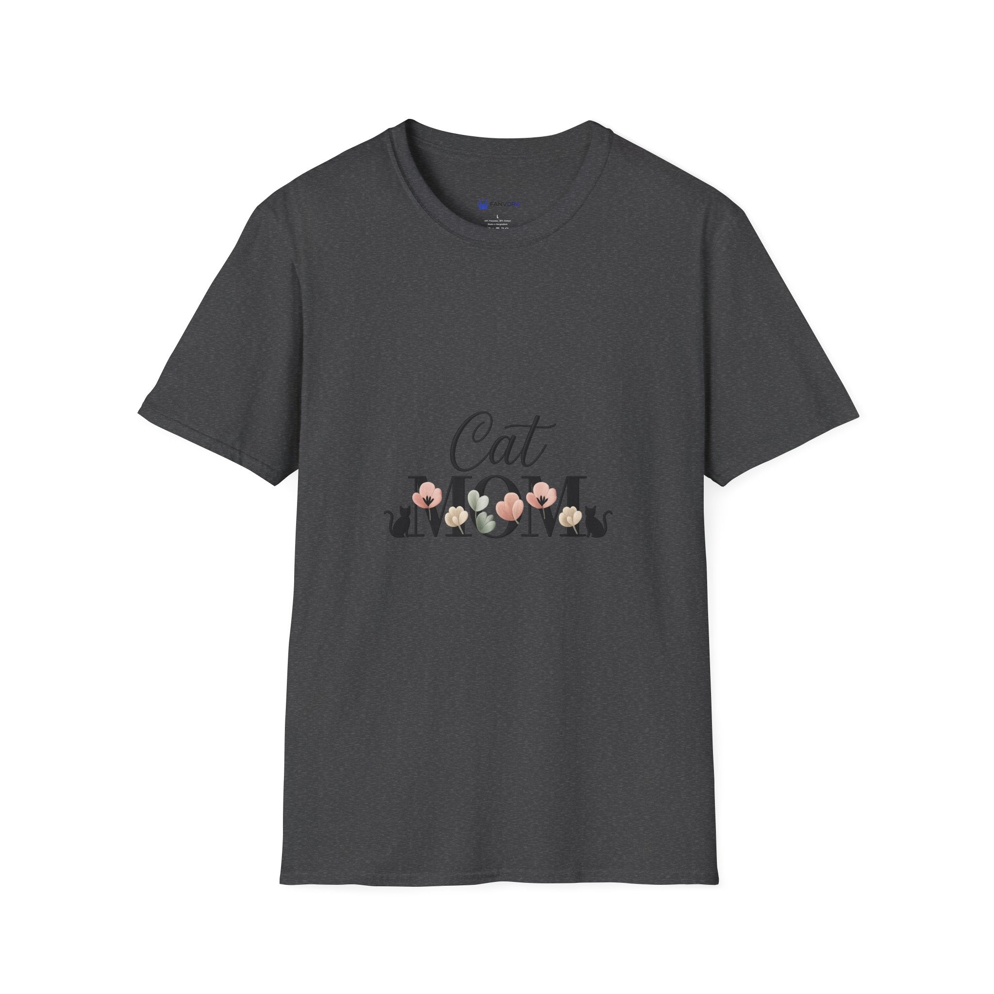 Cat Mom T-Shirt – Floral Script Cat Mom Tee, Cute Casual Gift for Cat Lovers