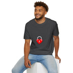 Heart Lock T-Shirt — Cute Red Heart Padlock Graphic Tee for Valentine’s Day