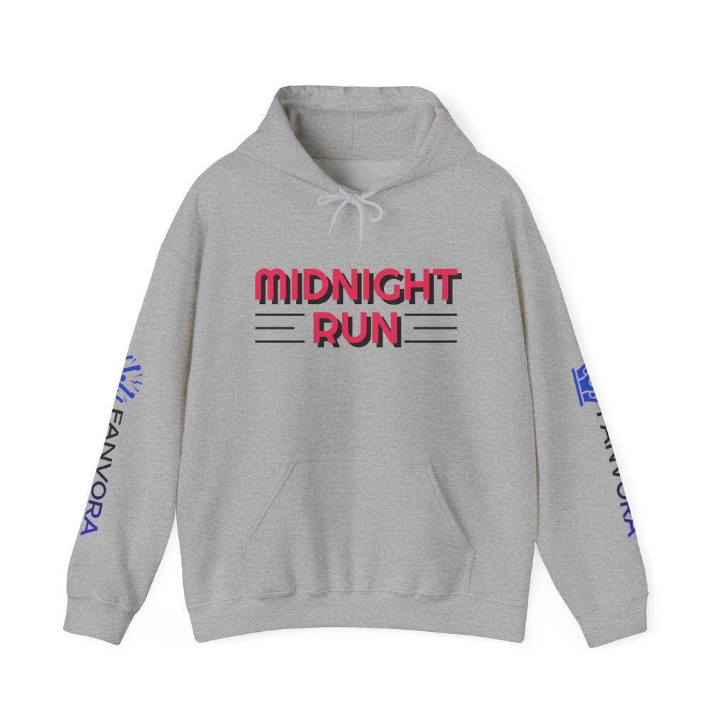 Unisex Midnight Run Hoodie — Retro Palm Beach Graphic Hooded Sweatshirt.