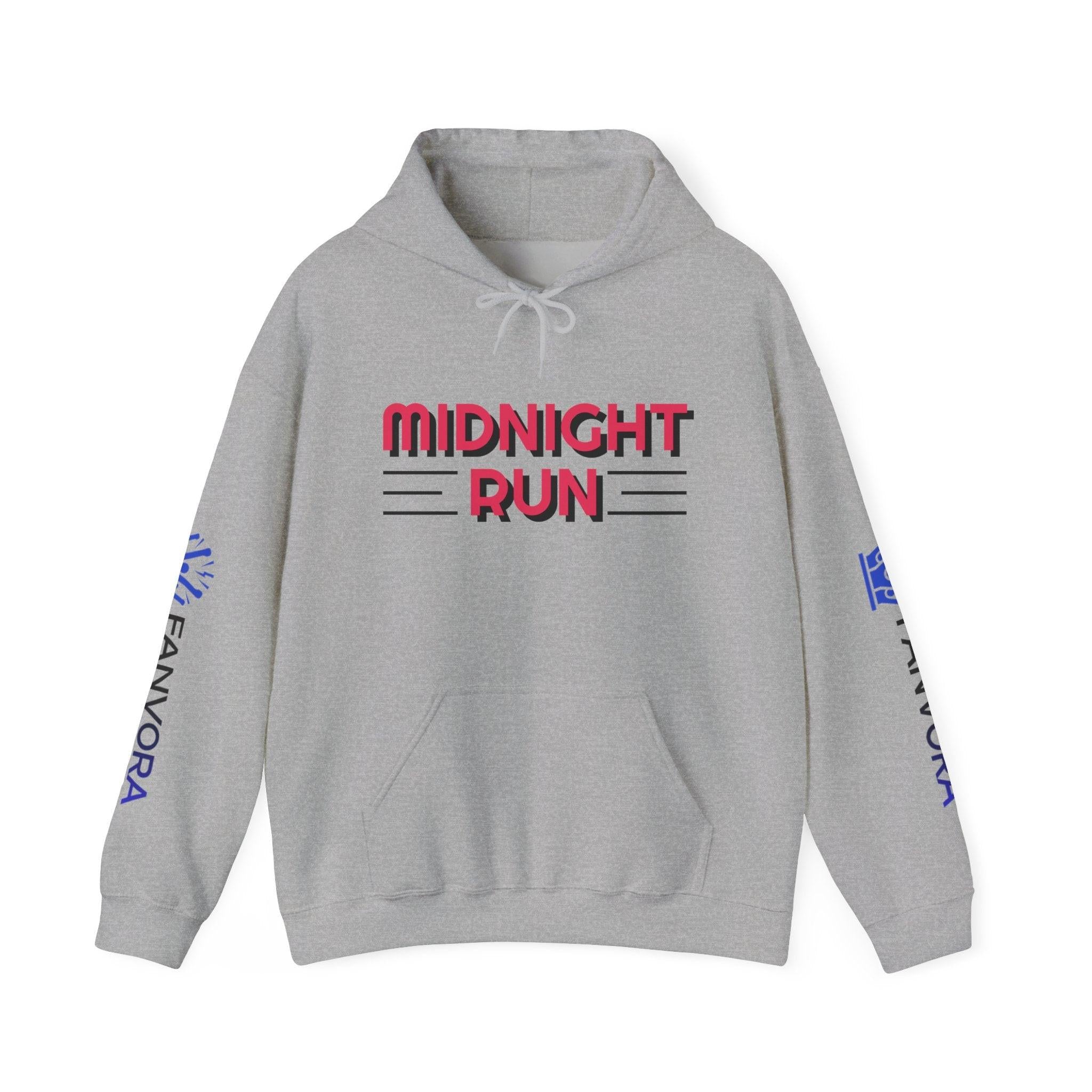 Unisex Midnight Run Hoodie — Retro Palm Beach Graphic Hooded Sweatshirt.