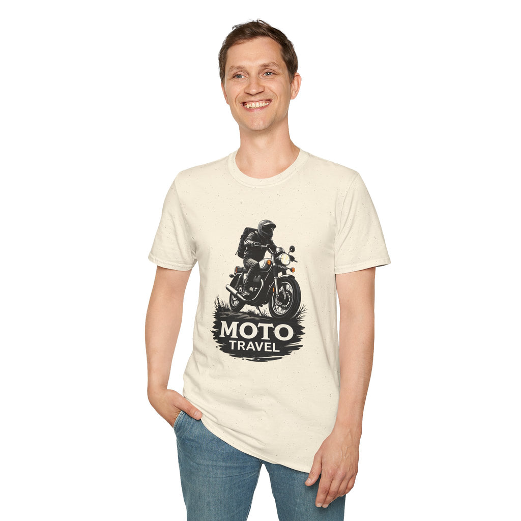 Moto Travel T‑Shirt — Vintage Motorcycle Rider Tee
