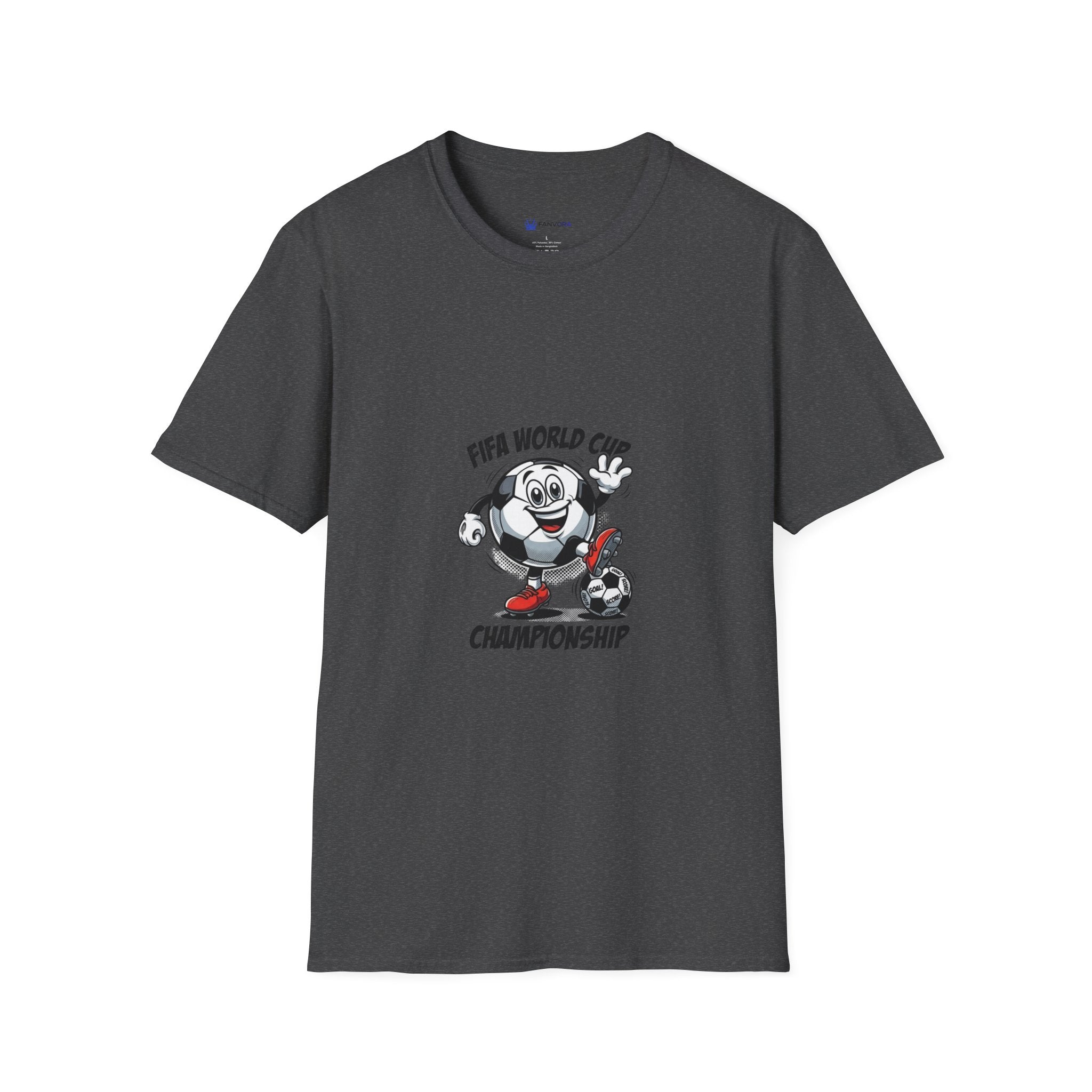 SPORTS comic style Cartoon Mascot T-Shirt — Championship Soccer Tee