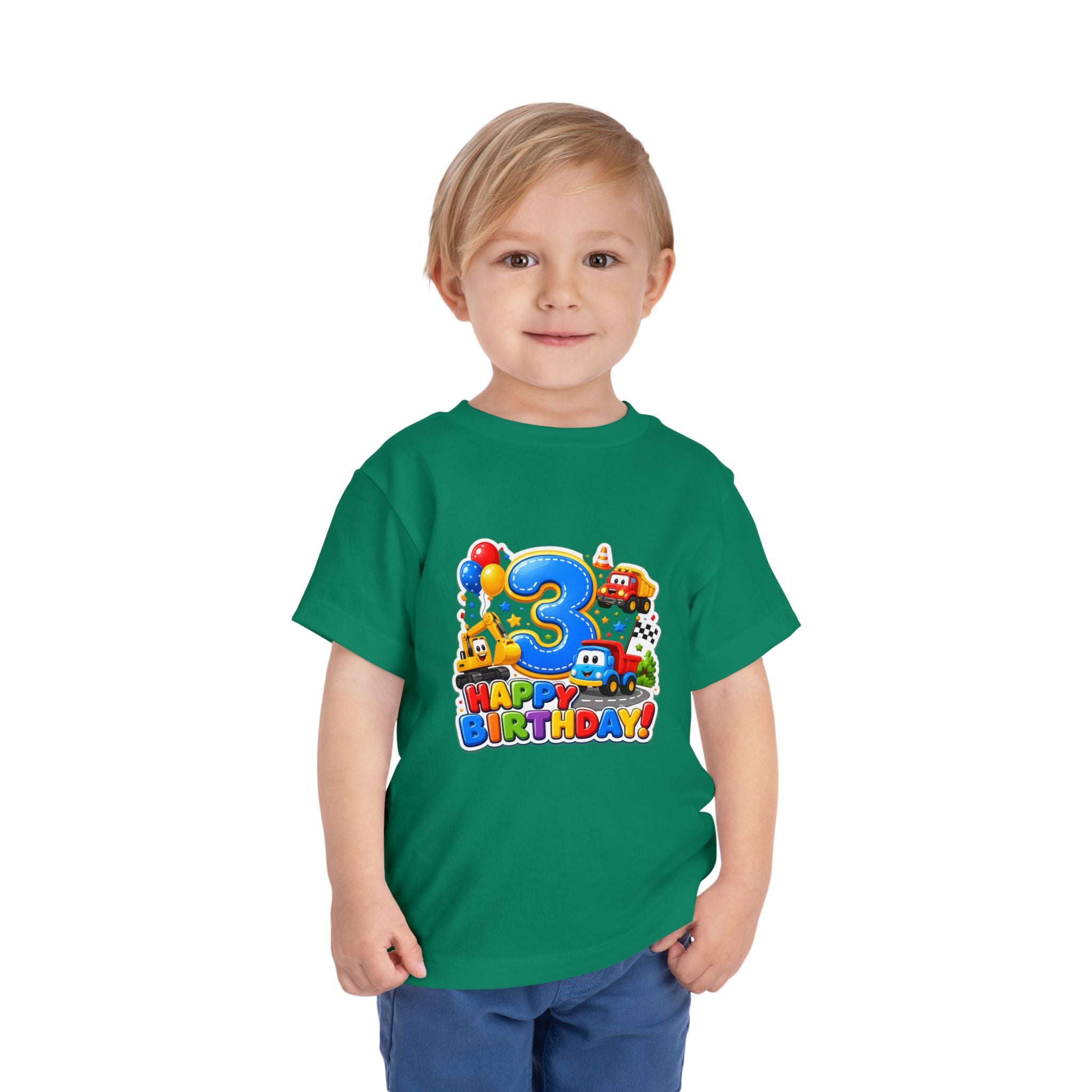 Toddler Birthday Tee — "3" Race Car Happy Birthday Shirt