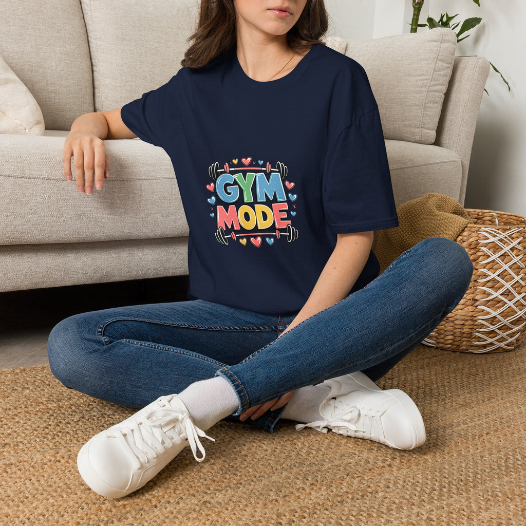 Gym Mode T-Shirt — Cute Barbell Fitness Tee for Gym Lovers