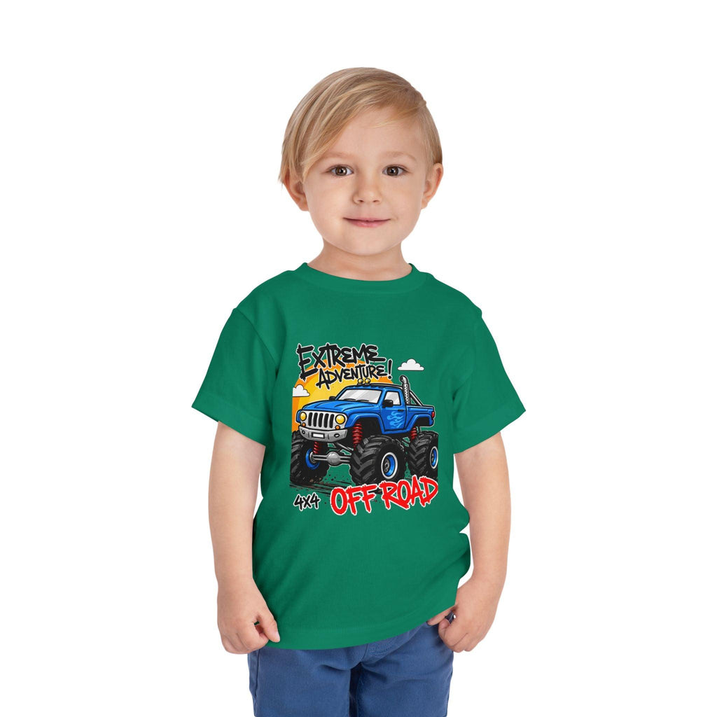 Toddler Tee - "Extreme Adventure 4x4 Off Road" Blue Monster Truck.