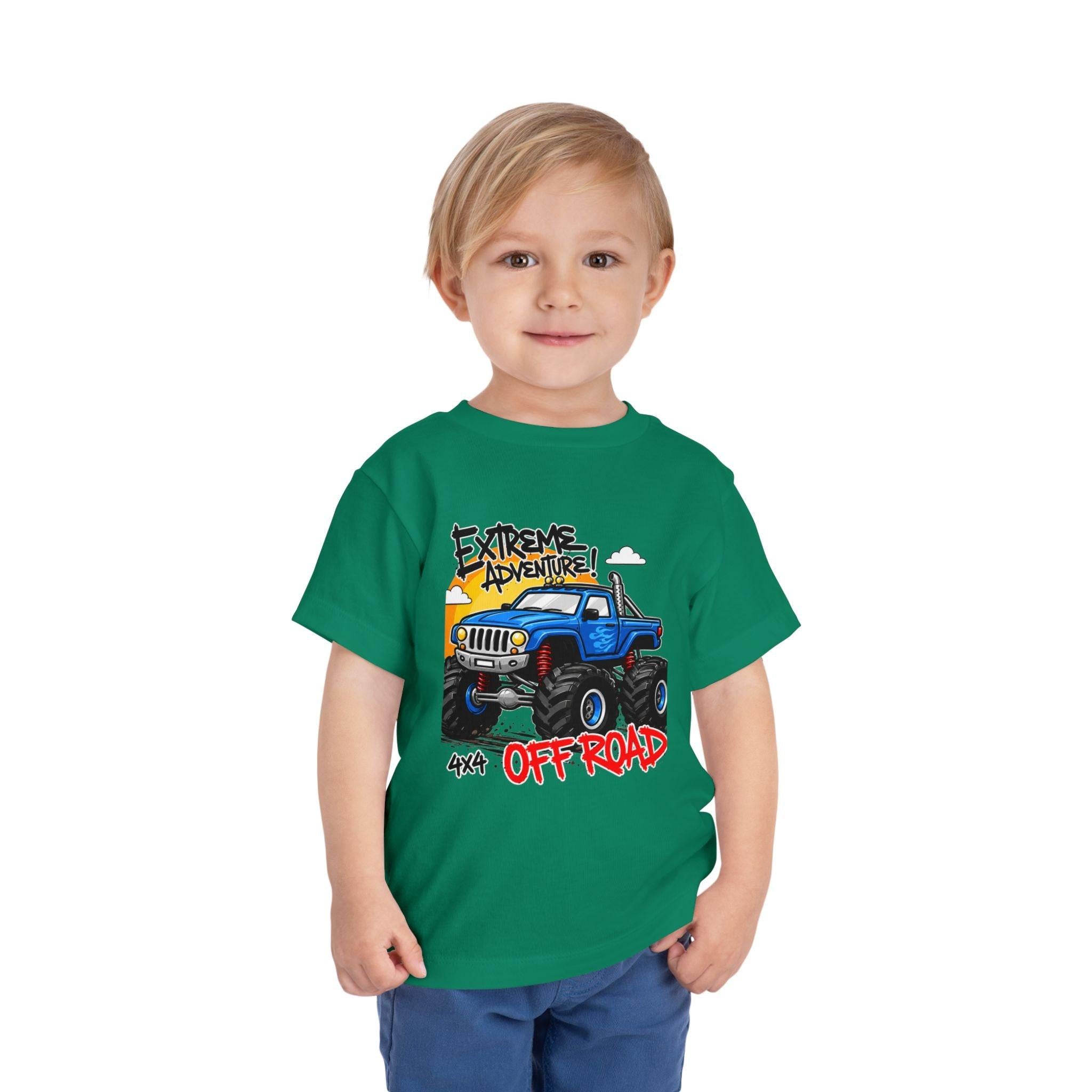 Toddler Tee - "Extreme Adventure 4x4 Off Road" Blue Monster Truck.
