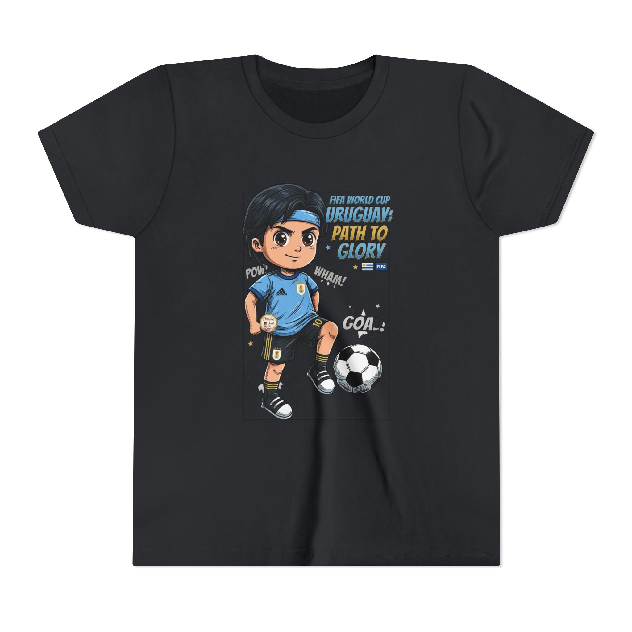 Youth Soccer Tee – Cute Cartoon Player "Ready to Score" Kids Jersey