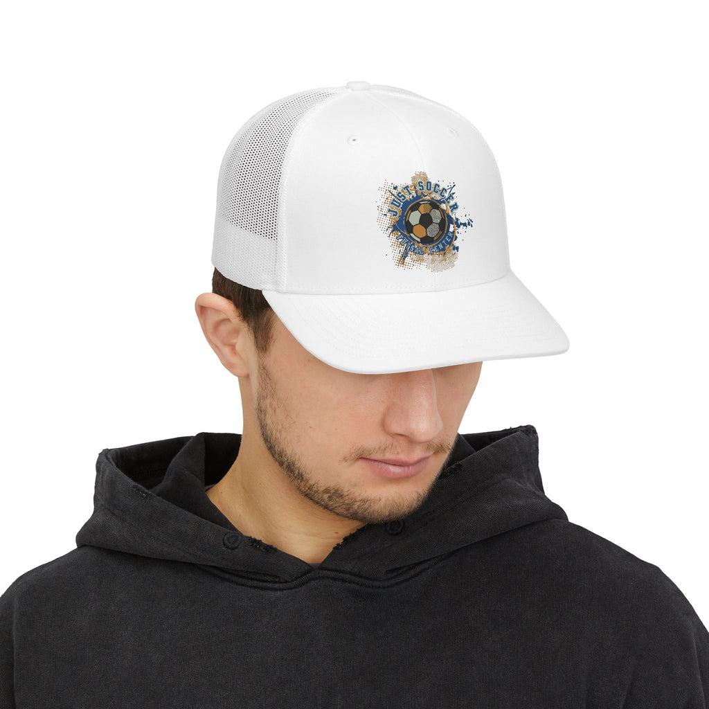 Soccer Grunge Snapback Trucker Cap — Vintage Ball & Crest Design