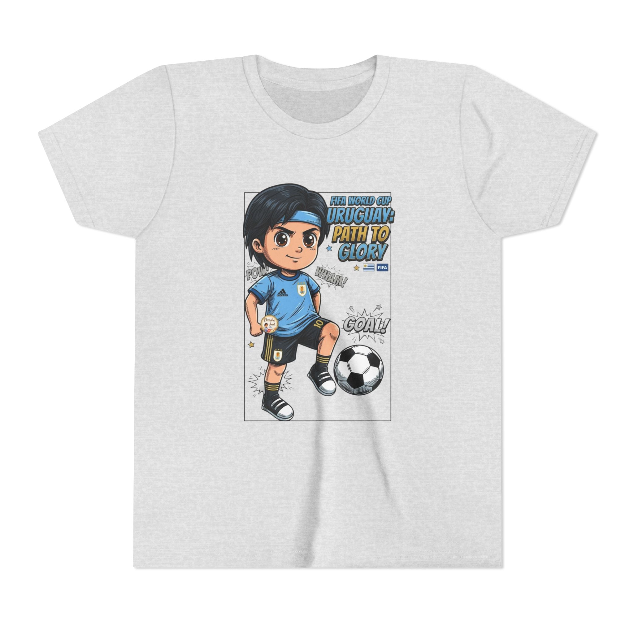 Youth Soccer Tee – Cute Cartoon Player "Ready to Score" Kids Jersey