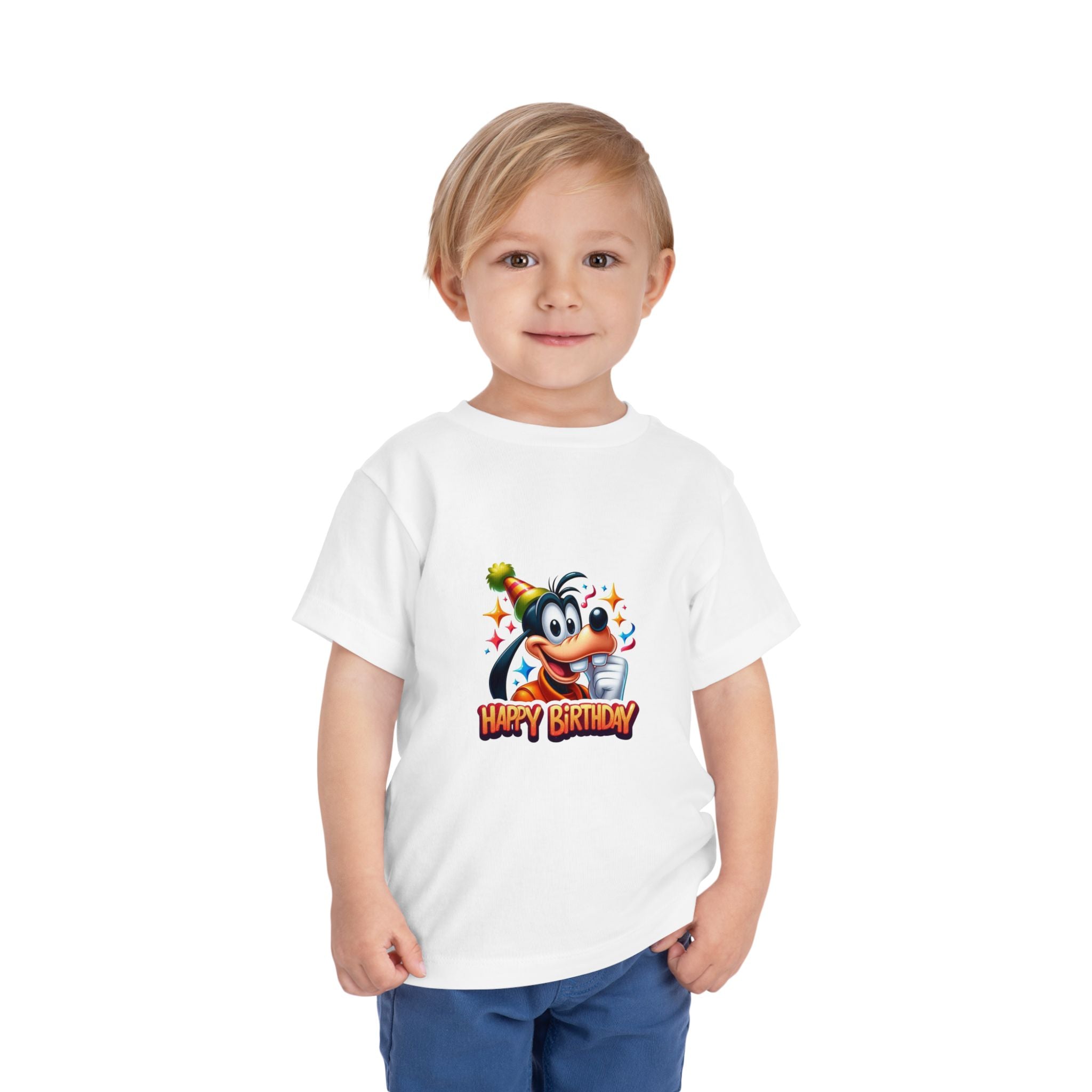 Toddler Tee — Cute Cartoon Dog "Happy Birthday" Kids Shirt
