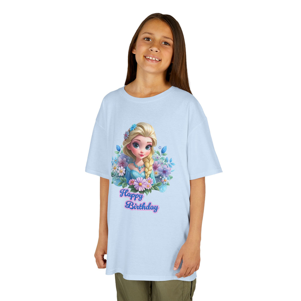 Kids Tee — 'Happy Birthday' Princess Floral Design
