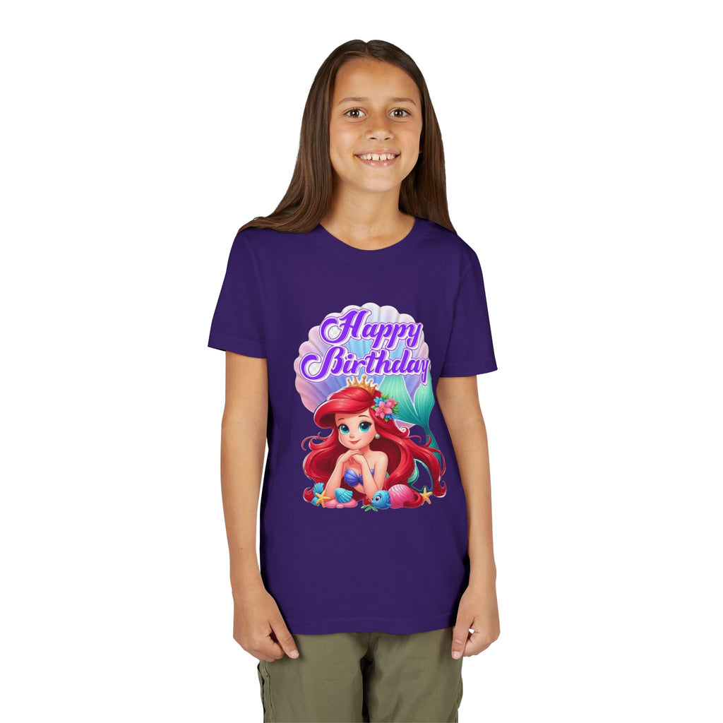 Birthday Youth Tee - Cute Mermaid "Happy Birthday" Graphic