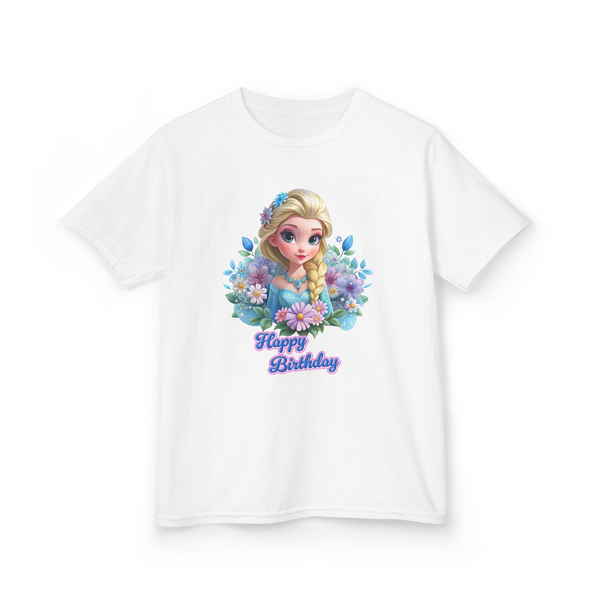 Kids Tee — 'Happy Birthday' Princess Floral Design