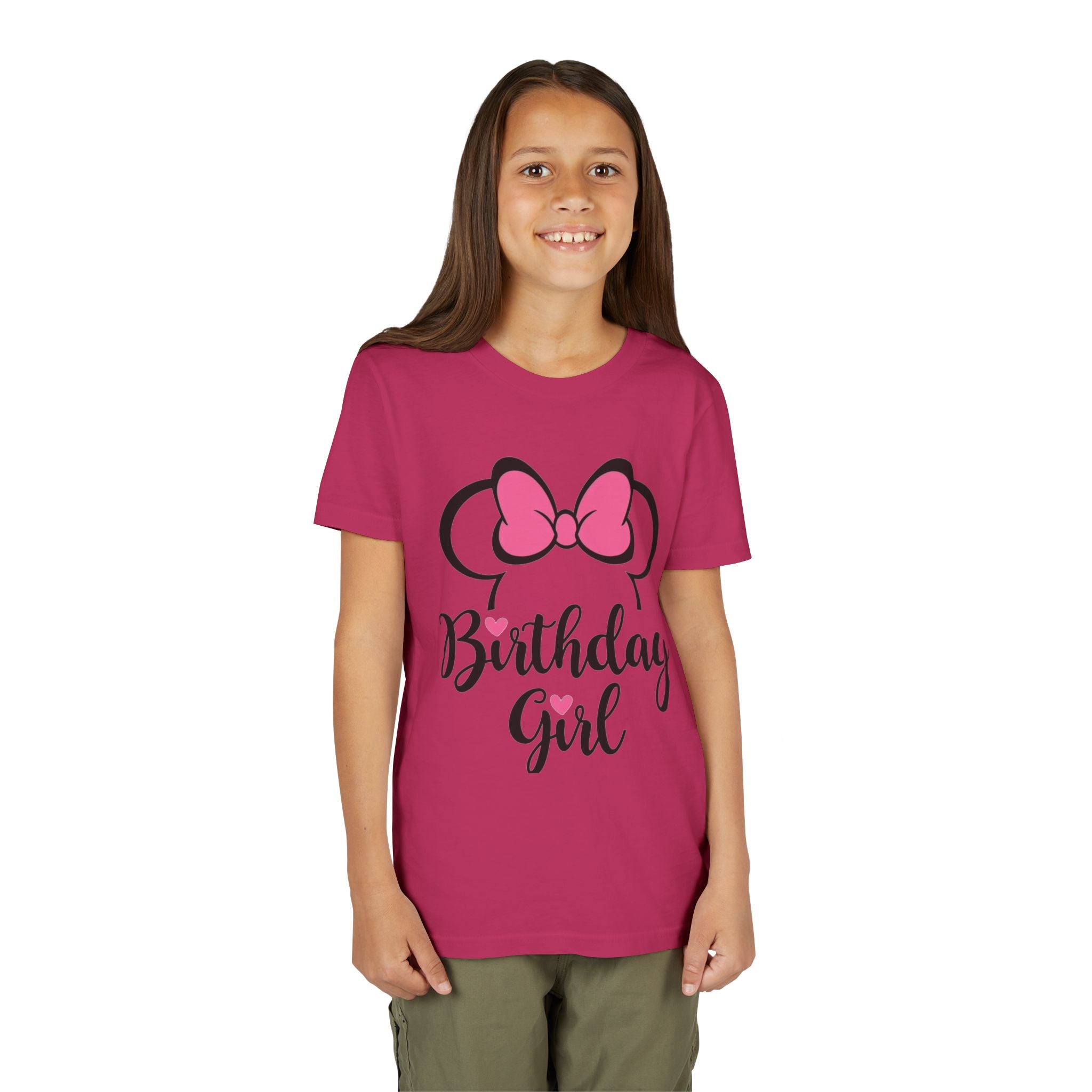 Birthday Girl Youth Tee — Pink Bow Party Shirt for Girls