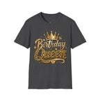 Birthday Queen T‑Shirt — Gold Crown & Leopard Print Celebration Tee