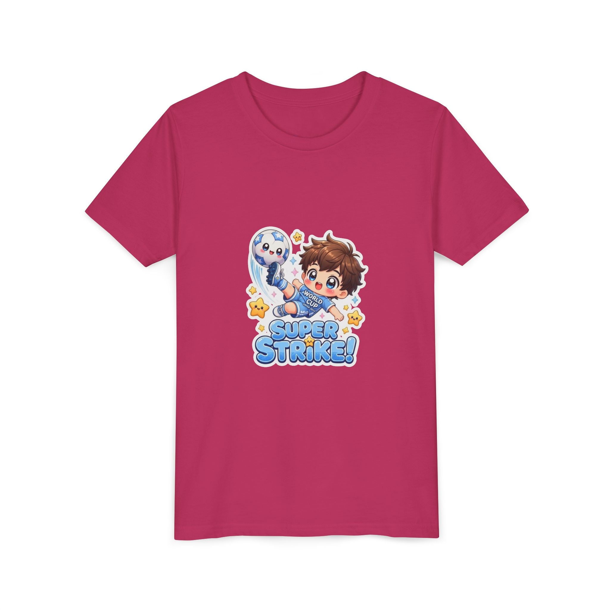 Youth Tee - Cute 'Super Strike!' Soccer Boy Graphic