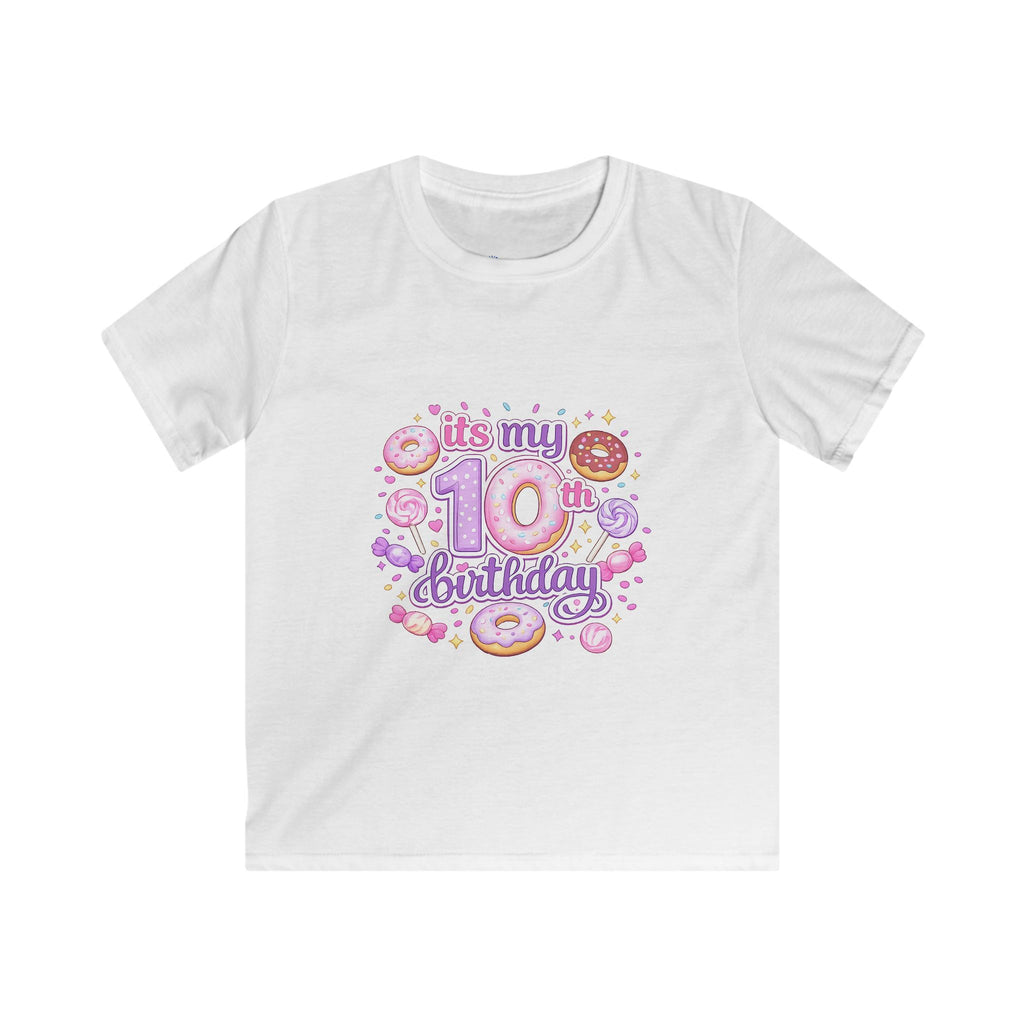 Kids 10th Birthday T-Shirt — “It's My 10th Birthday” Fun Donut Design