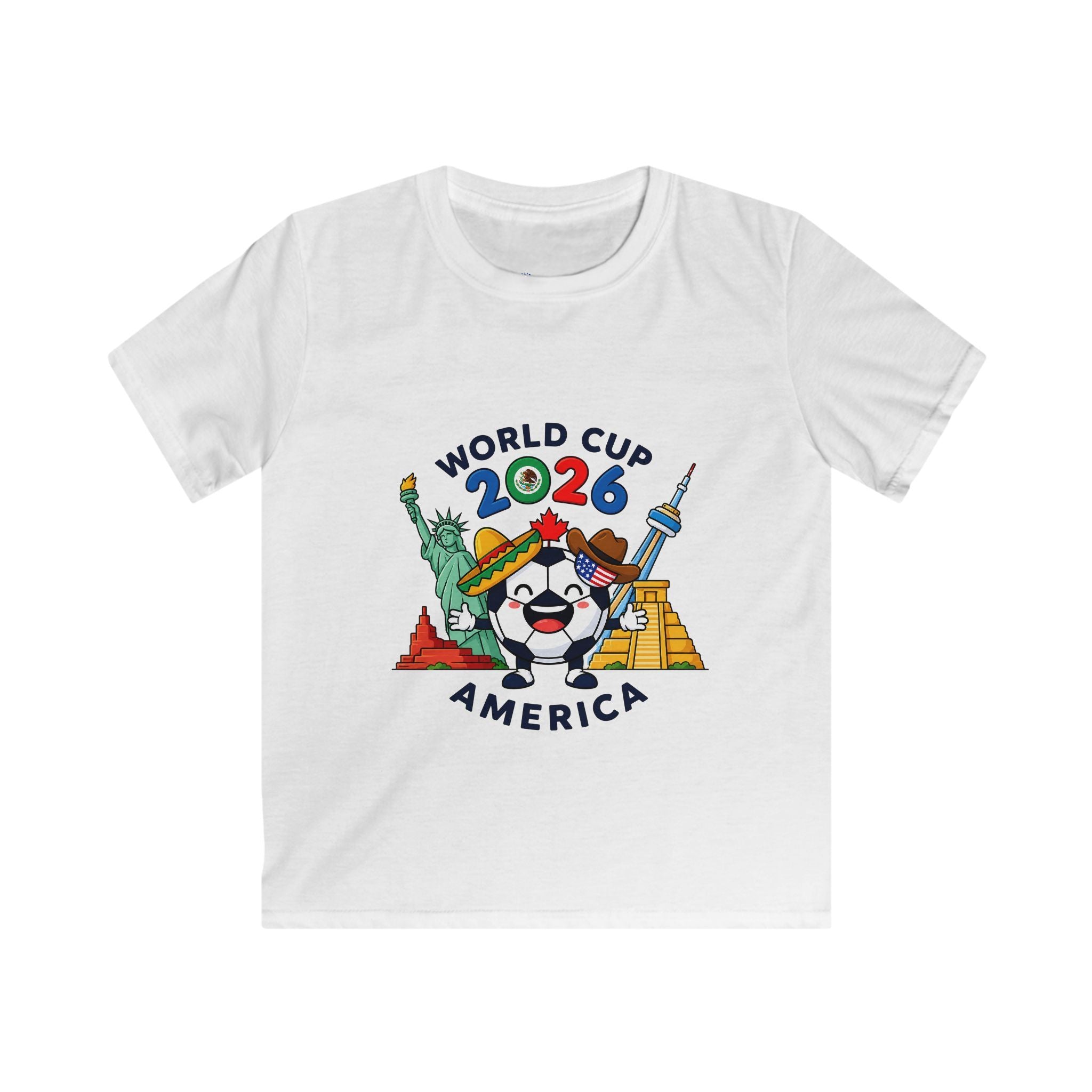 Kids Tee -  America Soccer Mascot & Landmarks