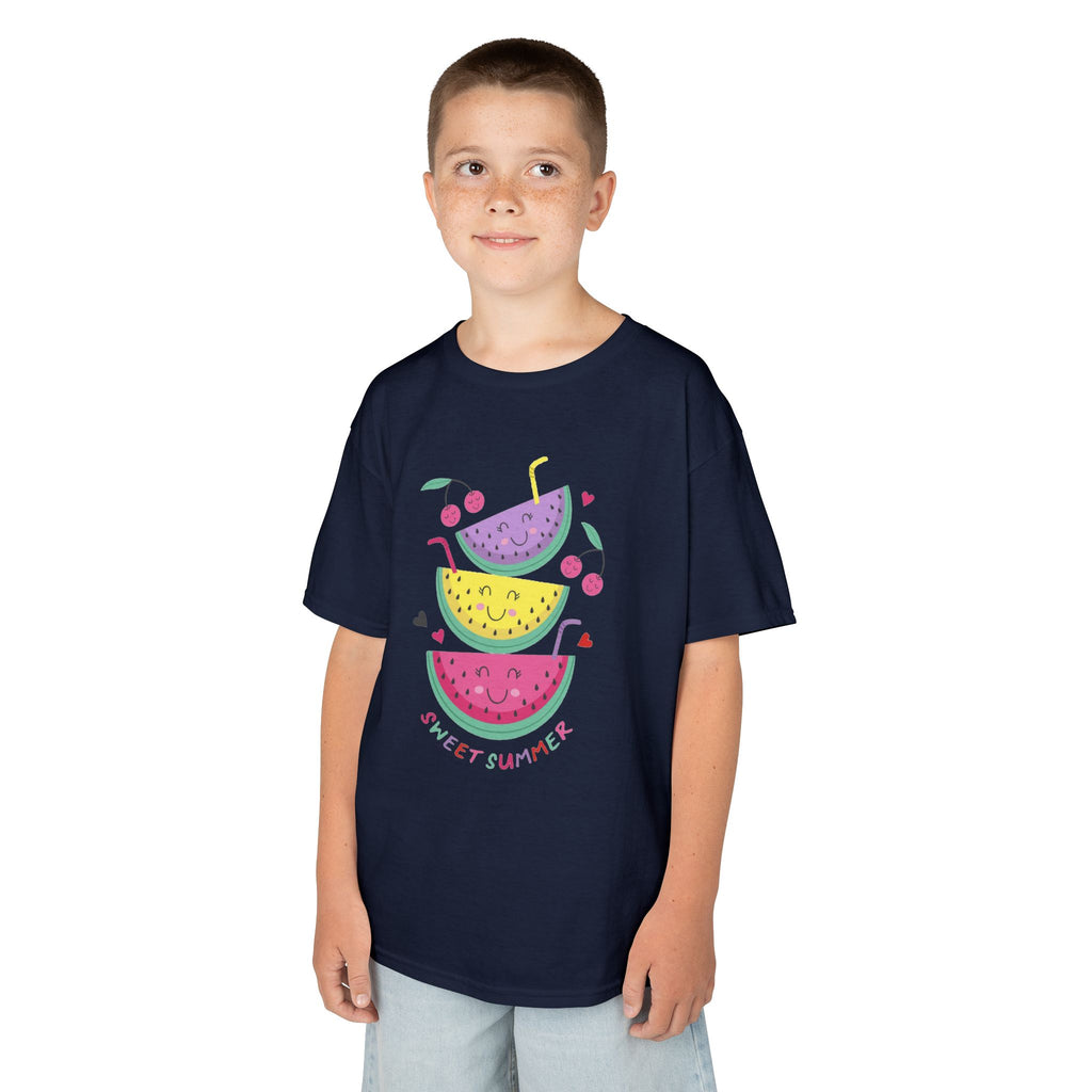 Kids T-Shirt — Cute Stacked Watermelon Illustration with "Sweet Things" Text