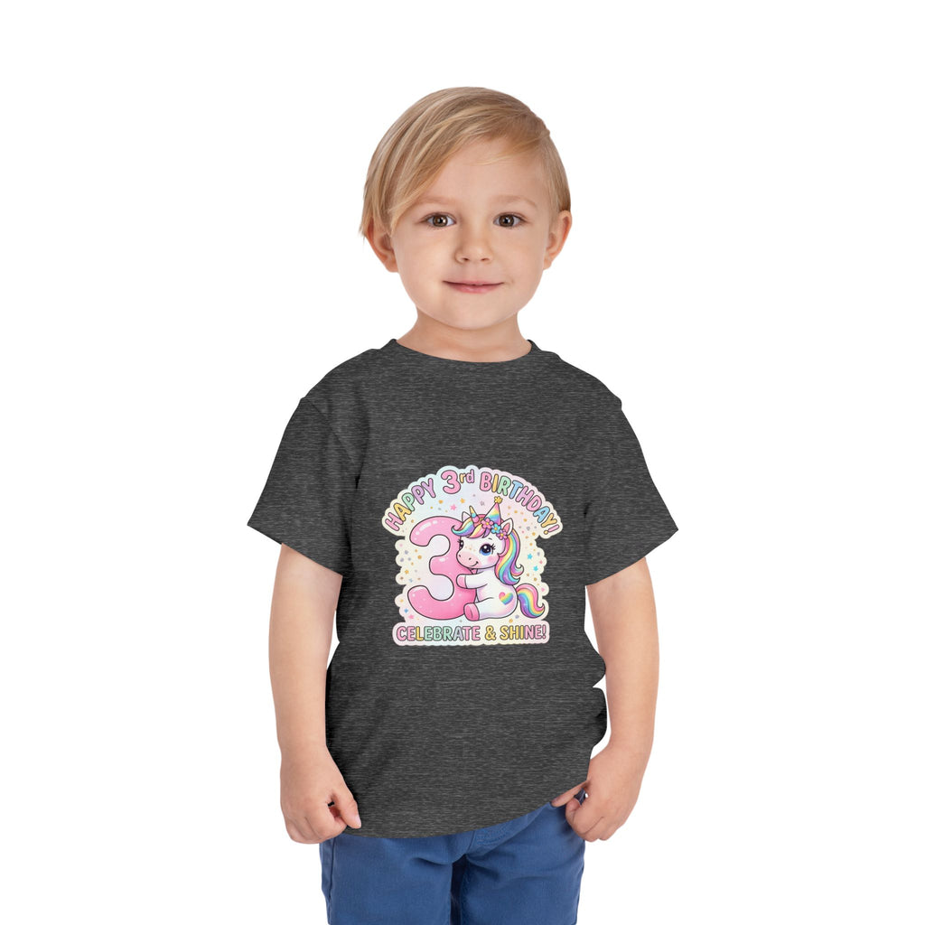 Toddler Unicorn 3rd Birthday Tee — "Happy 3rd Birthday!" Celebrate & Sparkle