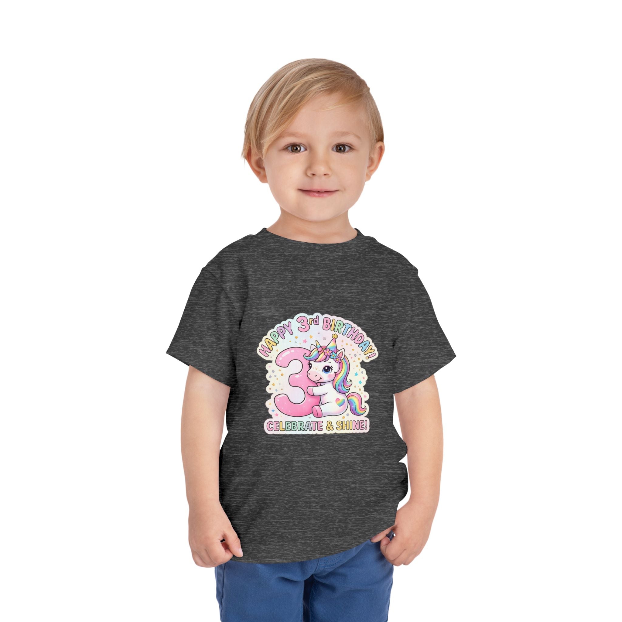 Toddler Unicorn 3rd Birthday Tee — "Happy 3rd Birthday!" Celebrate & Sparkle