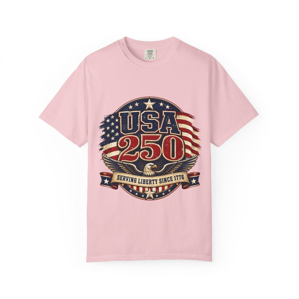 USA 250 T-Shirt — Patriotic "Serving Liberty Since 1776" Anniversary Tee