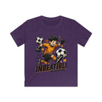 Kids Soccer Tee — "Unbeatable! and Invincible" Youth Soccer Graphic Shirt.