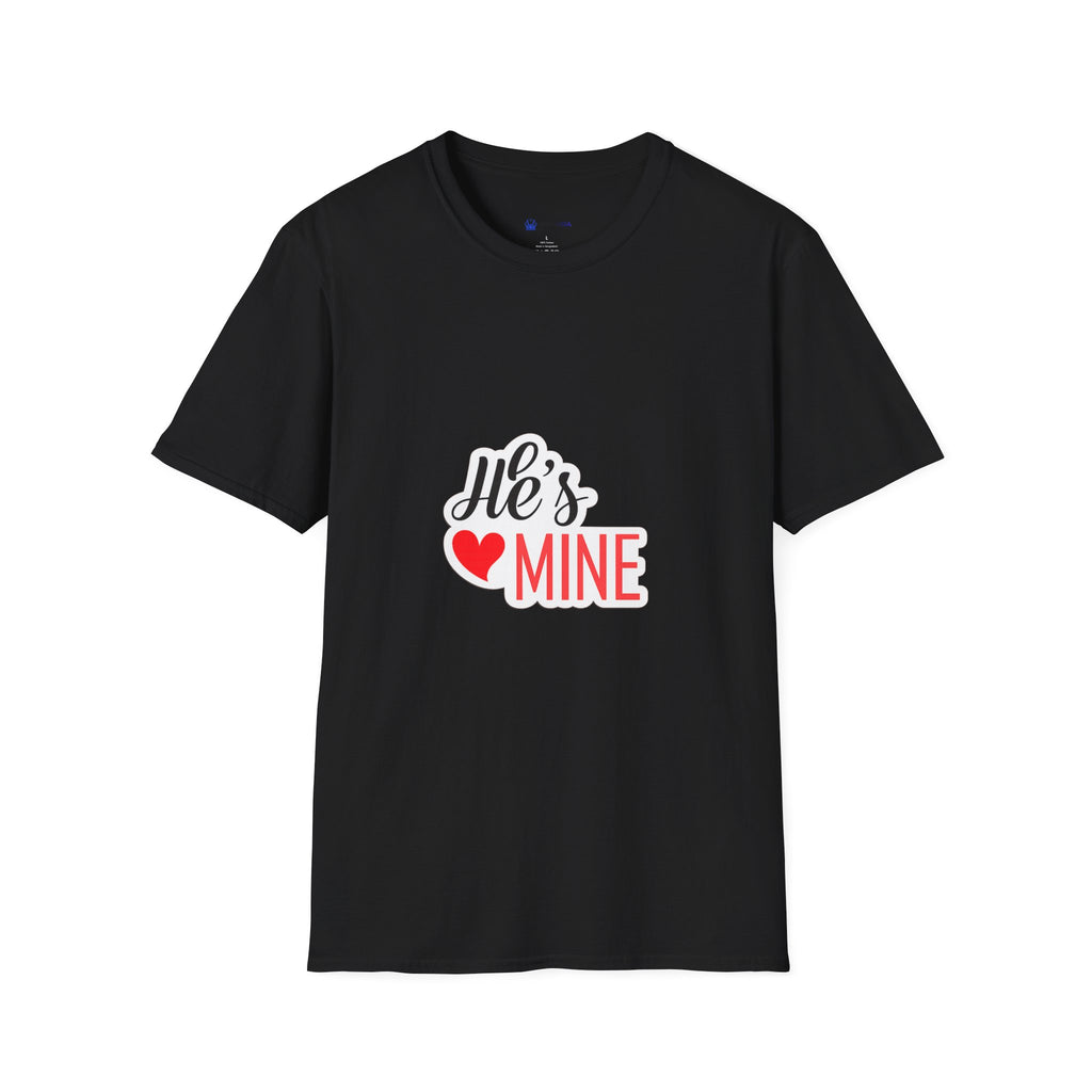 He's Mine T-Shirt — Couples Heart Graphic Tee
