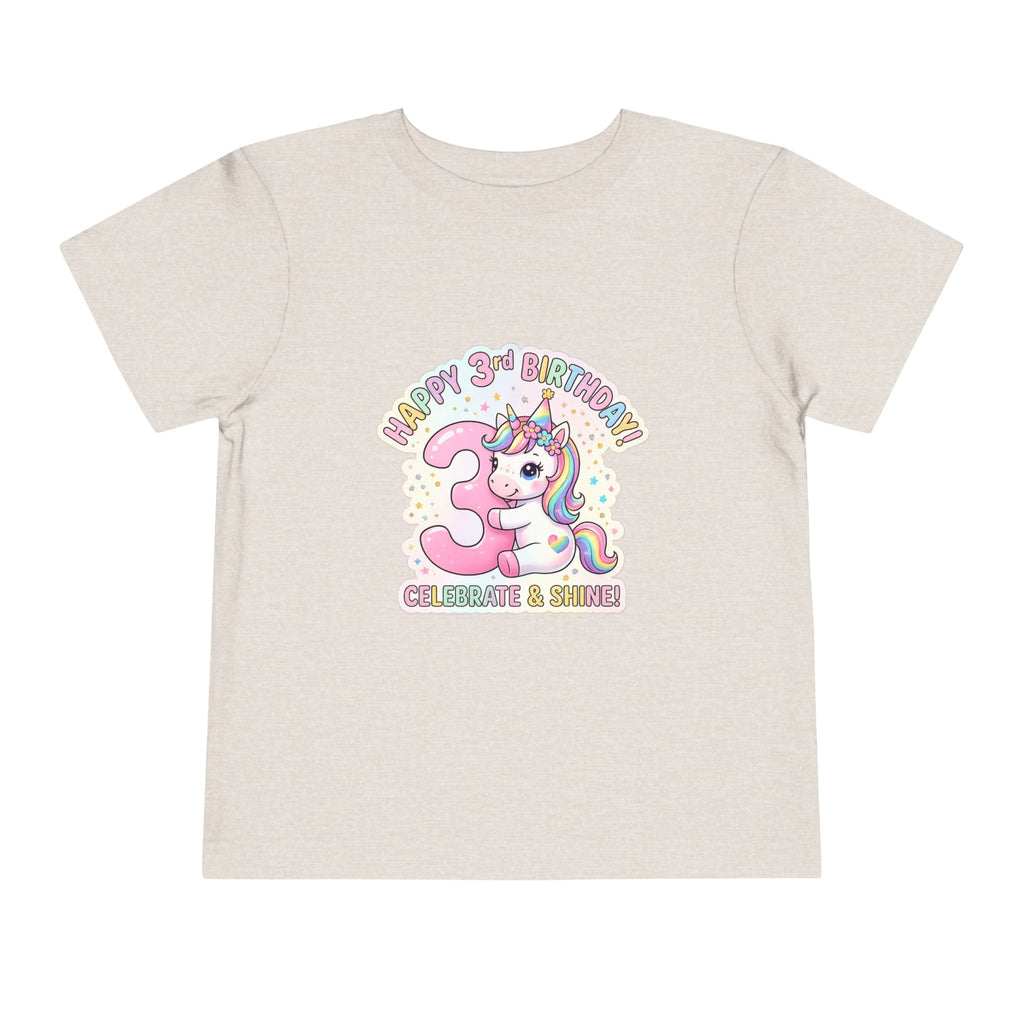 Toddler Unicorn 3rd Birthday Tee — "Happy 3rd Birthday!" Celebrate & Sparkle