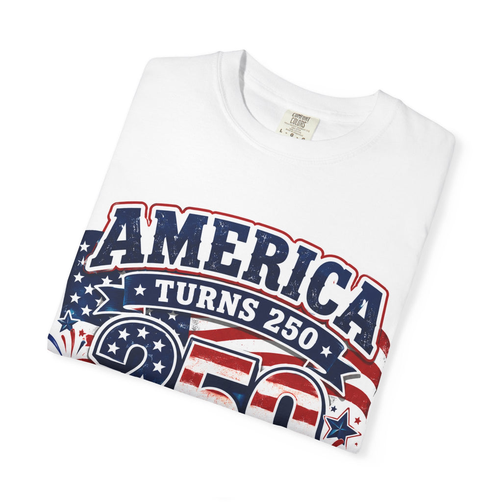 America Turns 250 T-Shirt – "Freedom Looks Good For Its Age" Patriotic 4th of July Tee