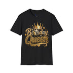 Birthday Queen T‑Shirt — Gold Crown & Leopard Print Celebration Tee