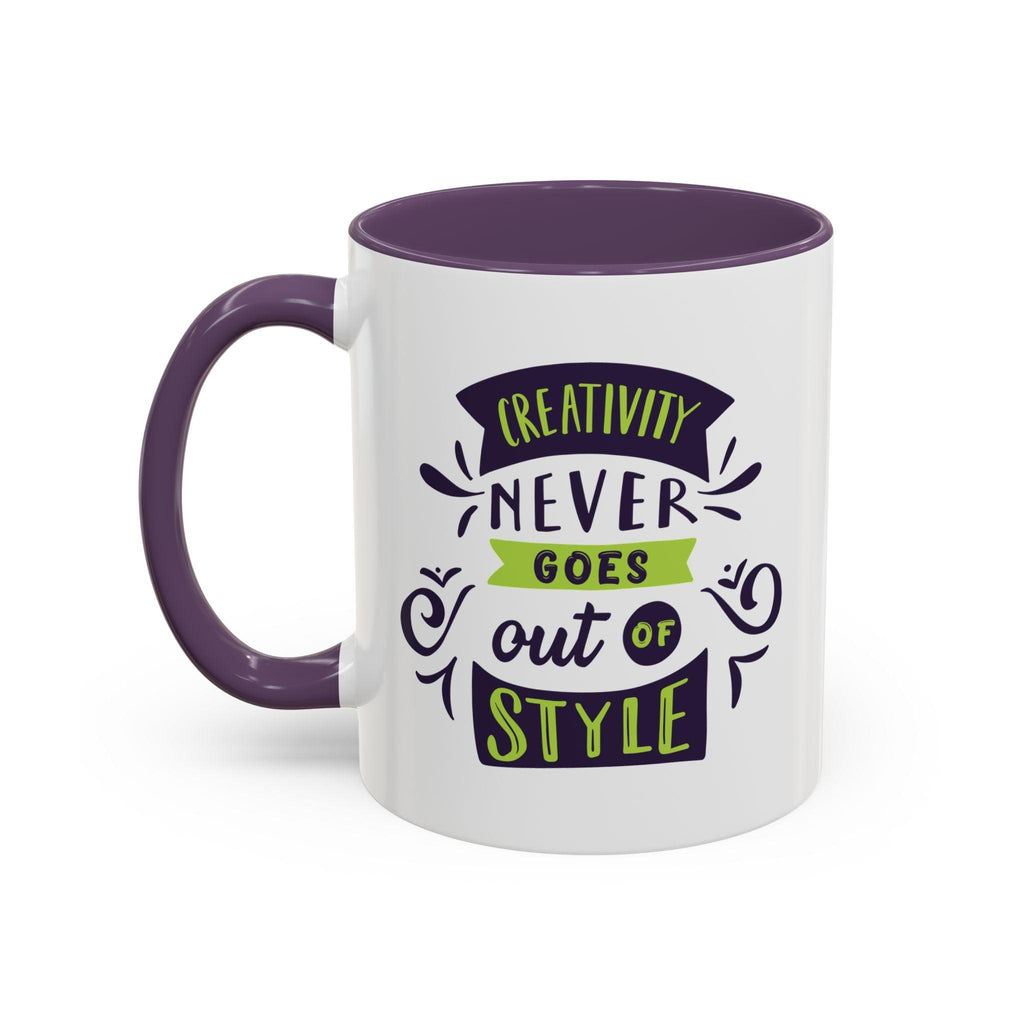 Inspirational "Creativity Never Goes Out of Style" Accent Coffee Mug (Black Handle).
