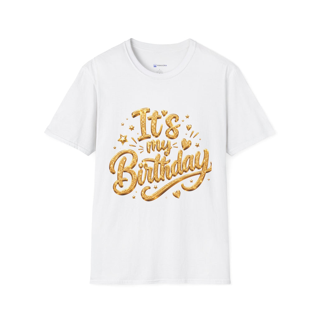 Birthday T-Shirt — "It's My Birthday" Gold Glitter Script Party Tee