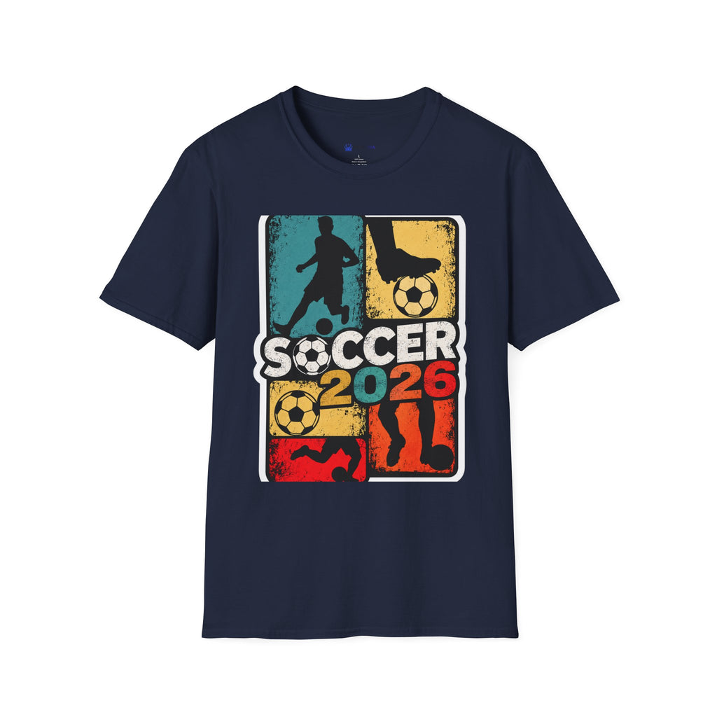 Soccer 2026 Retro colorful Graphic T-Shirt design.