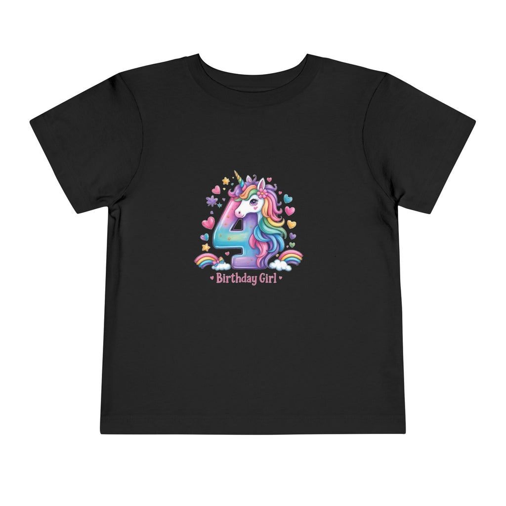 4th Birthday Unicorn Toddler Tee — "Birthday Girl"