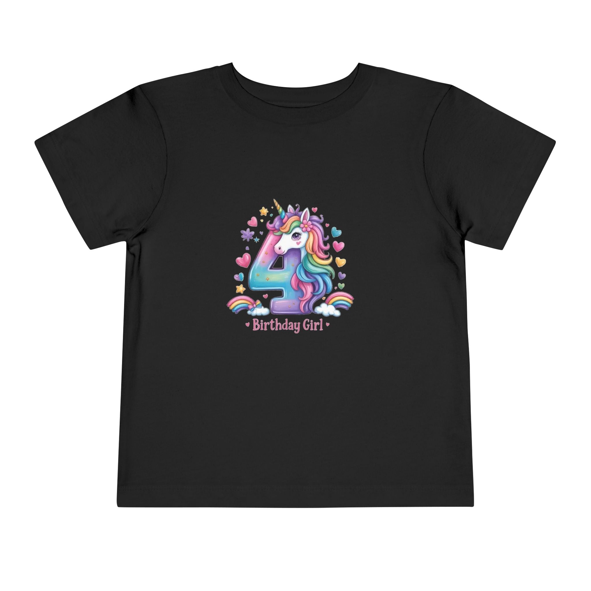 4th Birthday Unicorn Toddler Tee — "Birthday Girl"