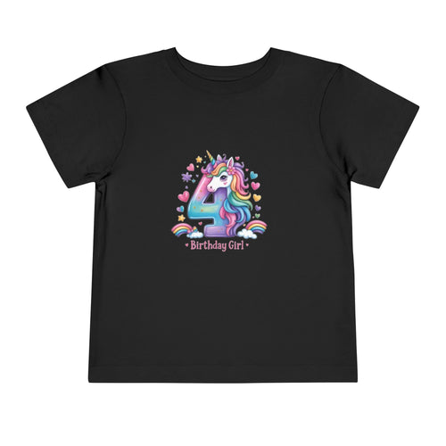 4th Birthday Unicorn Toddler Tee — "Birthday Girl"