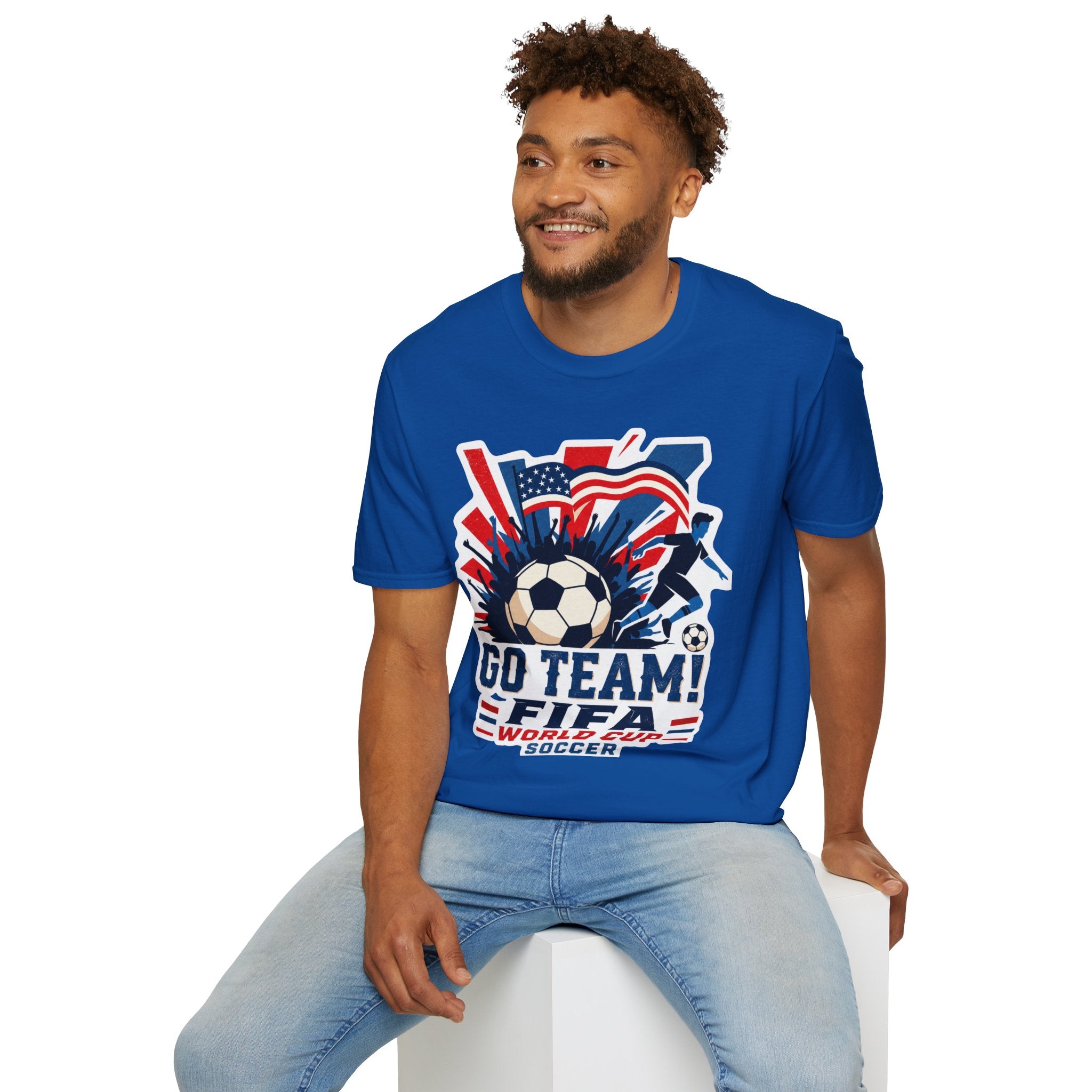 Soccer  Cup T-Shirt – "Go Team! Cup Soccer" USA Flag Design