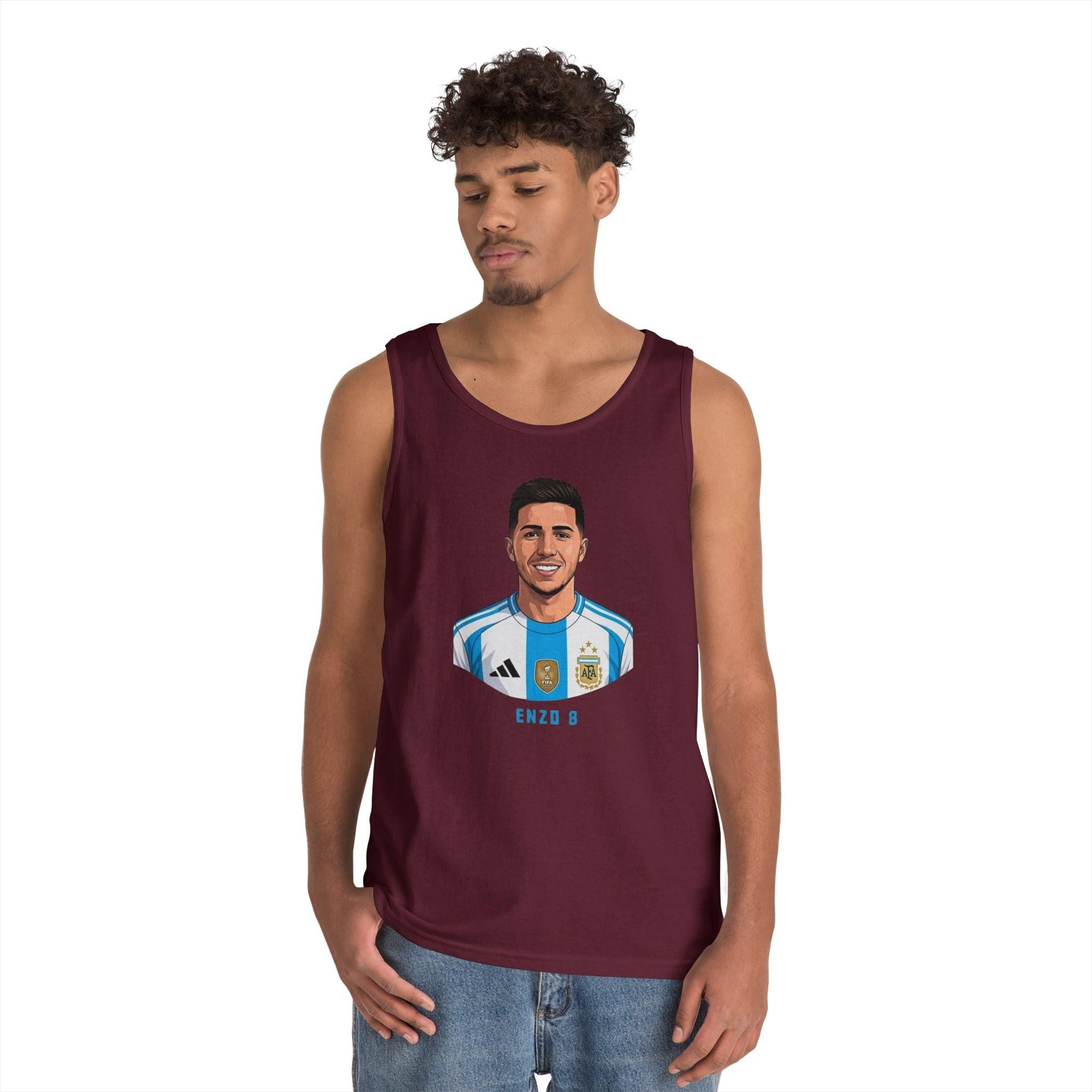 "I am Here to Stay" Argentina Soccer Star Tank Top — Jersey Portrait World Cup 2026.