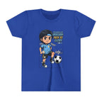 Youth Soccer Tee – Cute Cartoon Player "Ready to Score" Kids Jersey