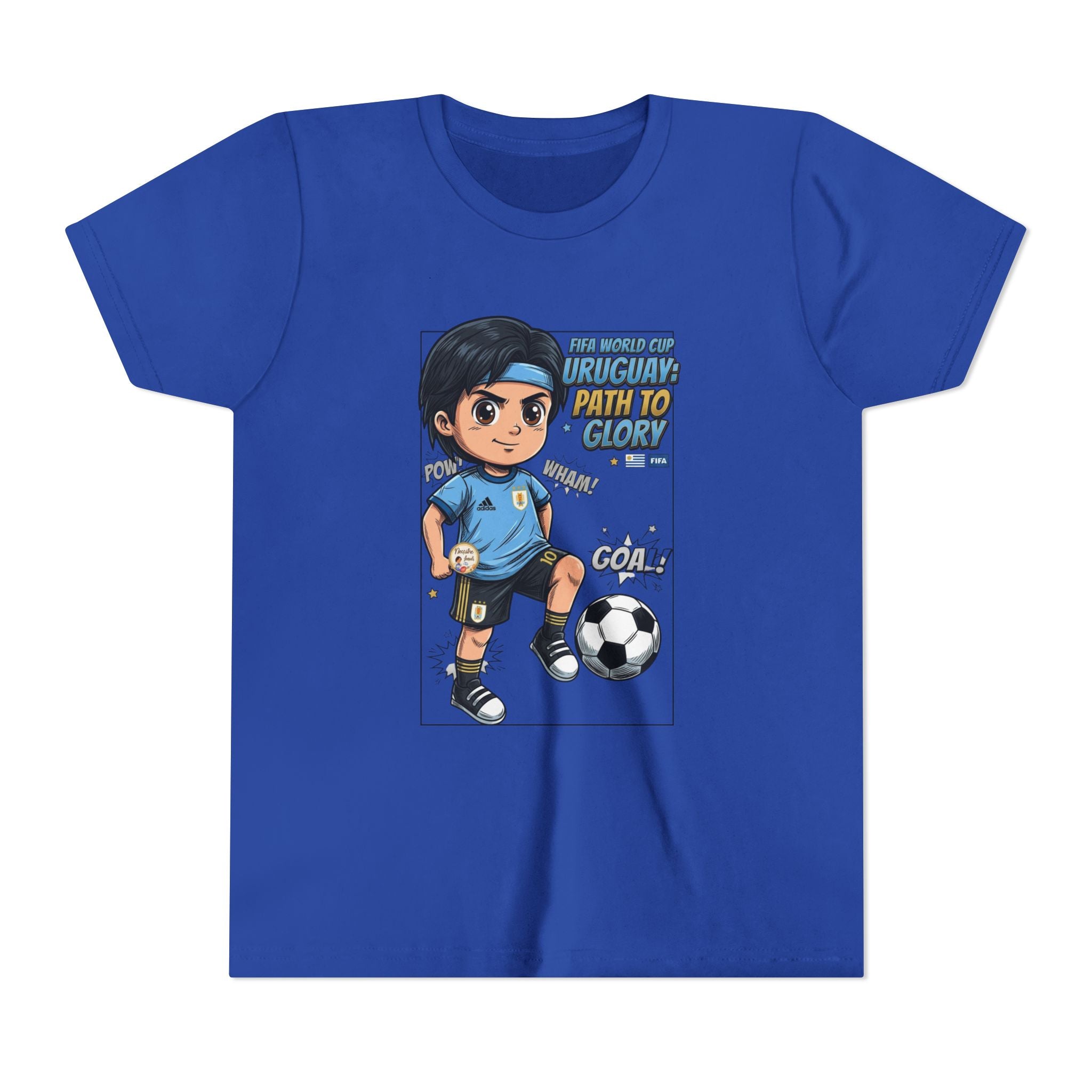 Youth Soccer Tee – Cute Cartoon Player "Ready to Score" Kids Jersey